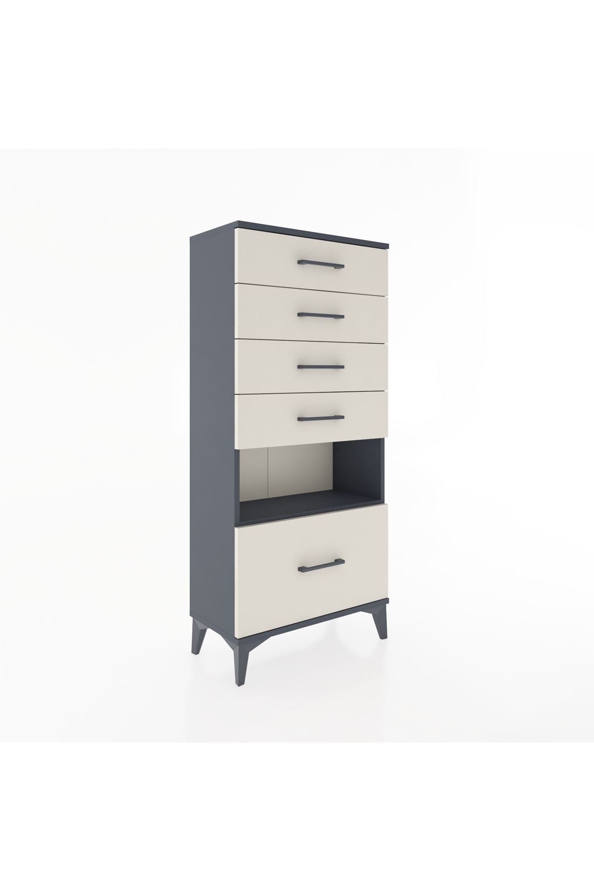 Hyperion Dolap Tek Raflı 5 Çekmeceli 60x44x134 - S50M011V4B