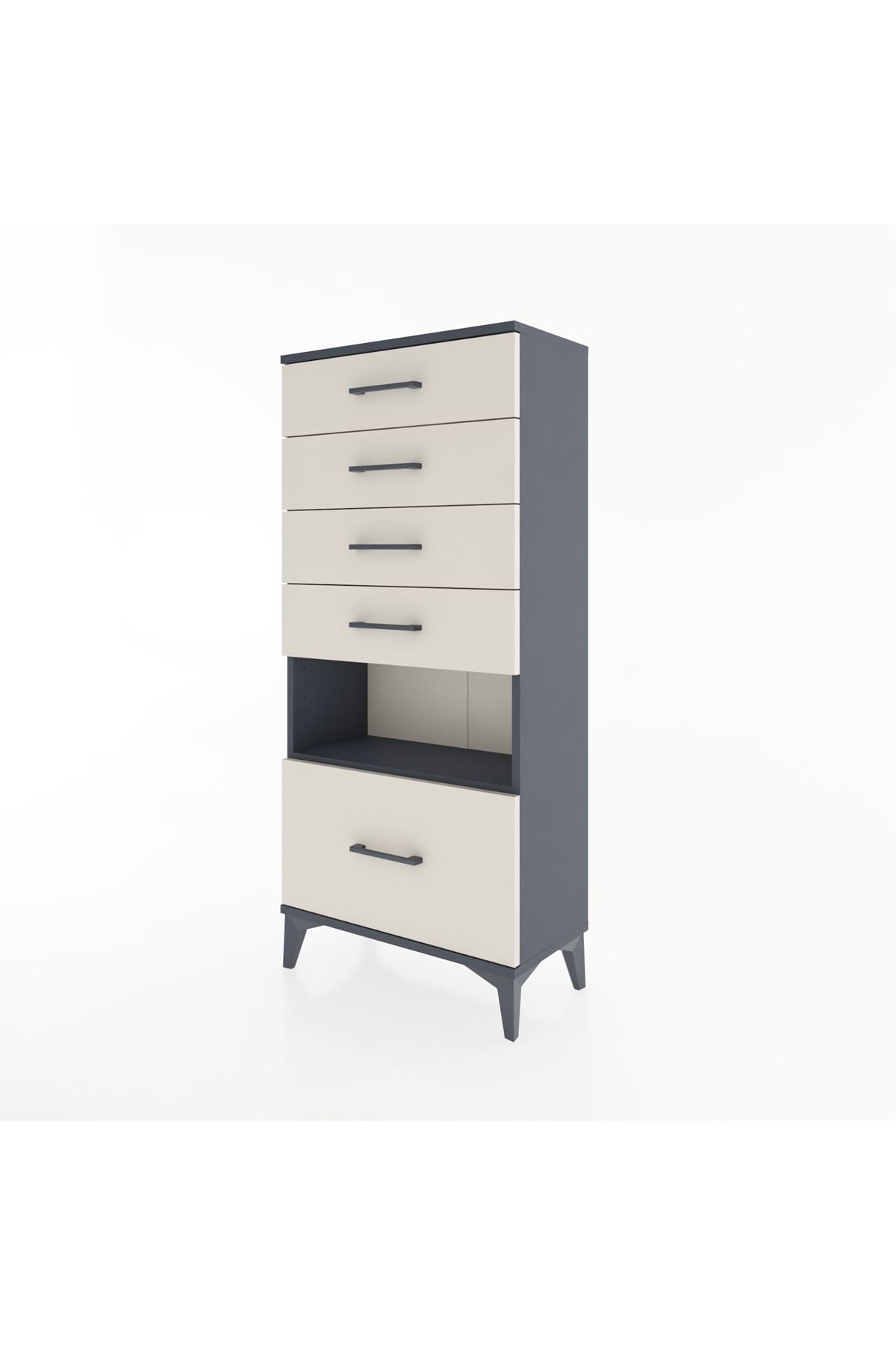 Hyperion Dolap Tek Raflı 5 Çekmeceli 60x44x134 - S50M011V4B