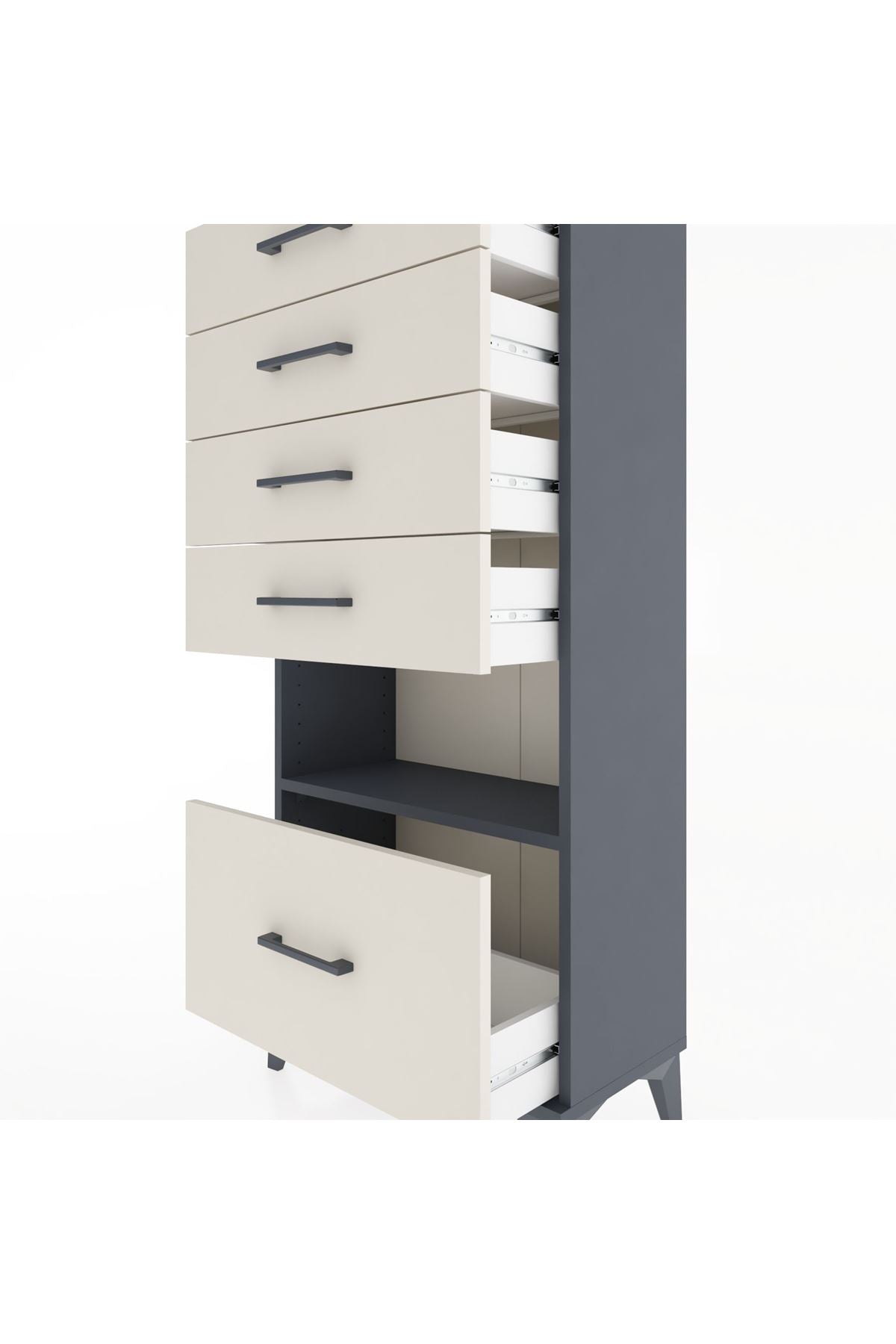 Hyperion Dolap Tek Raflı 5 Çekmeceli 60x44x134 - S50M011V4B