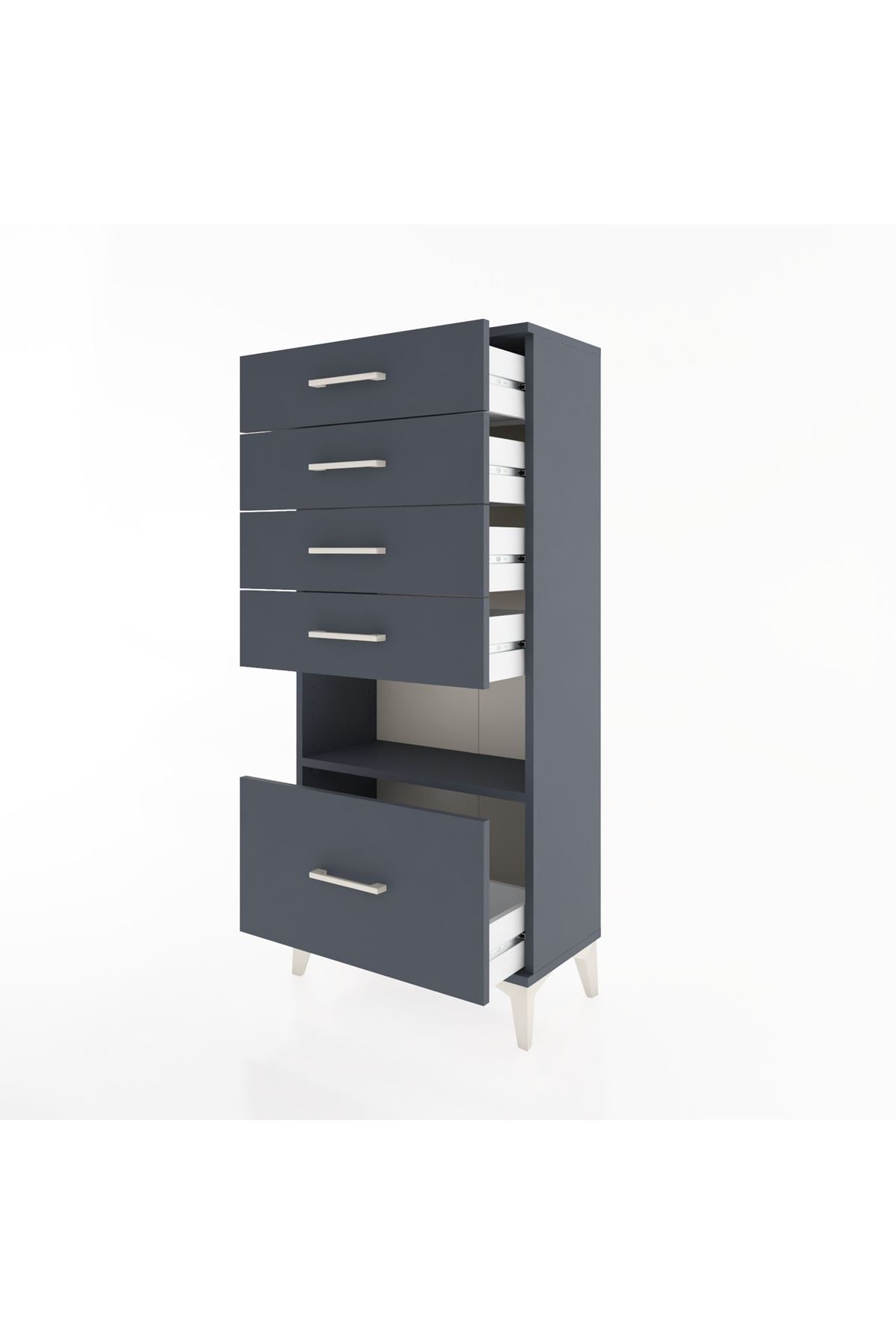 Hyperion Dolap Tek Raflı 5 Çekmeceli 60x44x134 - S50M011V5B