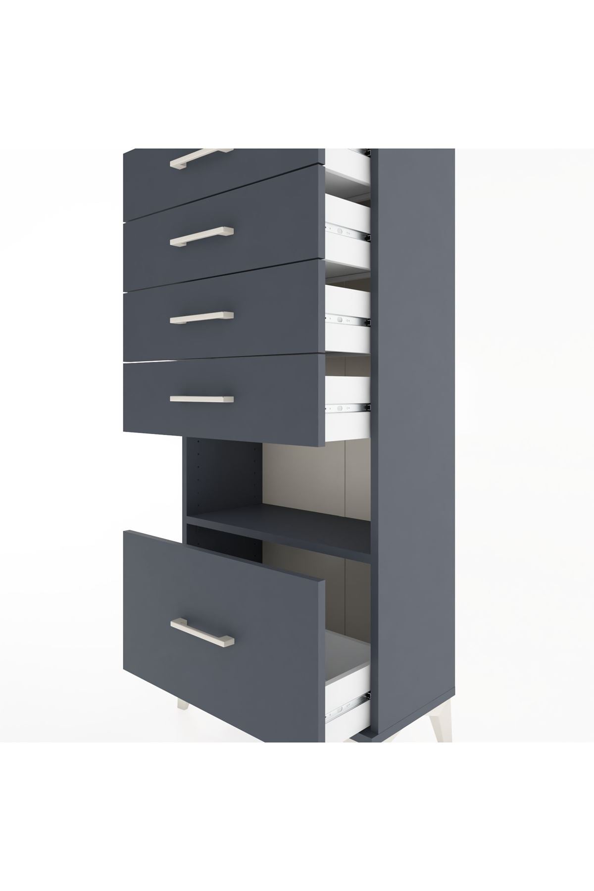 Hyperion Dolap Tek Raflı 5 Çekmeceli 60x44x134 - S50M011V5B