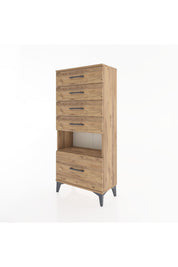 Hyperion Dolap Tek Raflı 5 Çekmeceli 60x44x134 - S50M011V9B