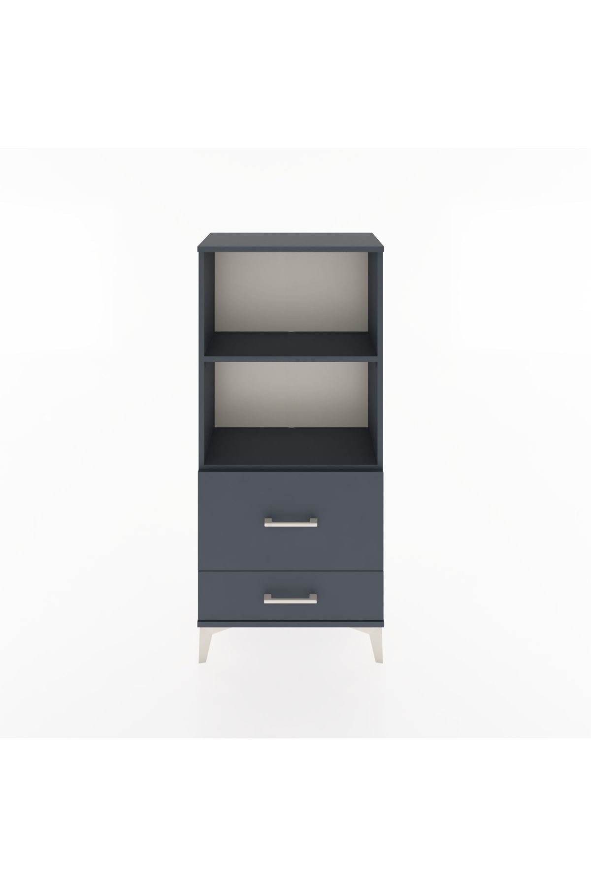 Hyperion Dolap 2 Raflı 2 Çekmeceli 60x44x134 Antrasit-Antrasit