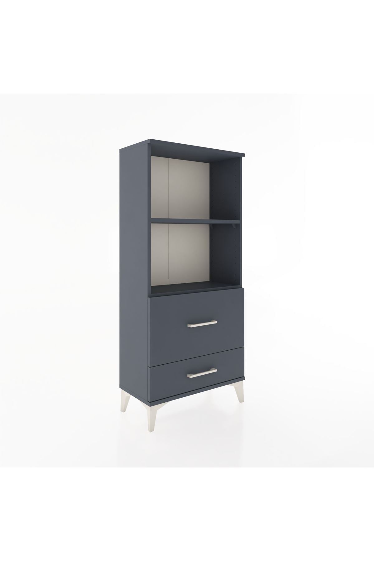 Hyperion Dolap 2 Raflı 2 Çekmeceli 60x44x134 Antrasit-Antrasit