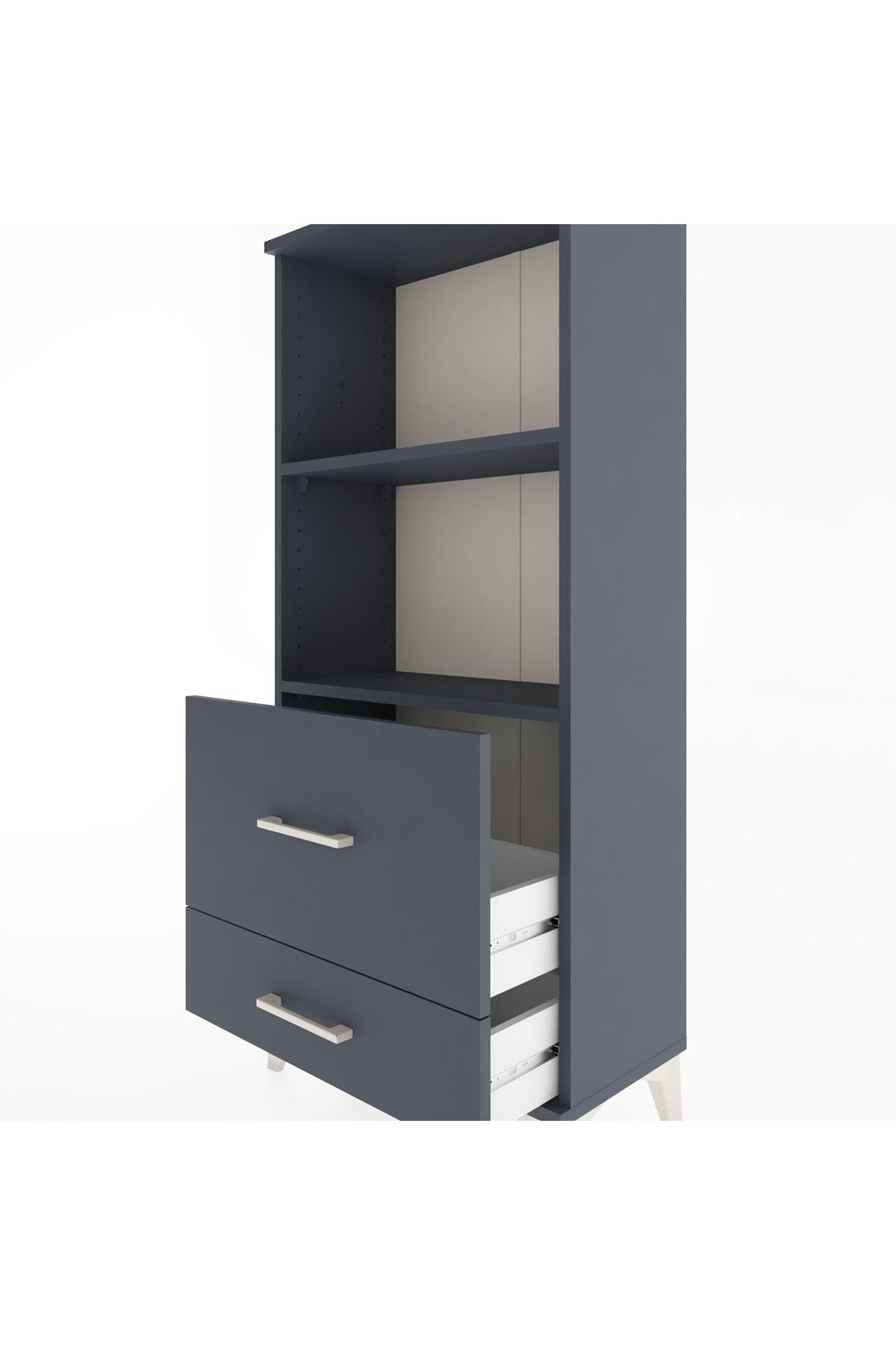 Hyperion Dolap 2 Raflı 2 Çekmeceli 60x44x134 Antrasit-Antrasit