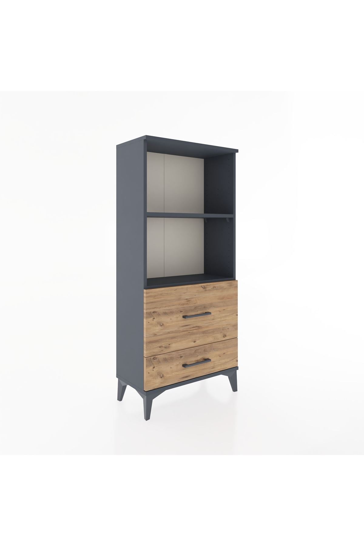 Hyperion Dolap 2 Raflı 2 Çekmeceli 60x44x134 Antrasit-Çam