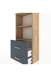 Hyperion Dolap 2 Raflı 2 Çekmeceli 60x44x134 Çam-Antrasit