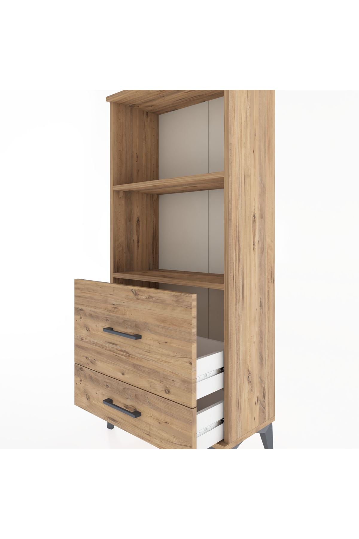 Hyperion Dolap 2 Raflı 2 Çekmeceli 60x44x134 Çam-Çam