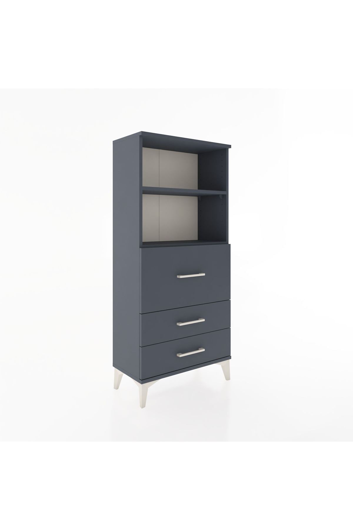 Hyperion Dolap 2 Raflı 3 Çekmeceli 60x44x134 Antrasit-Antrasit