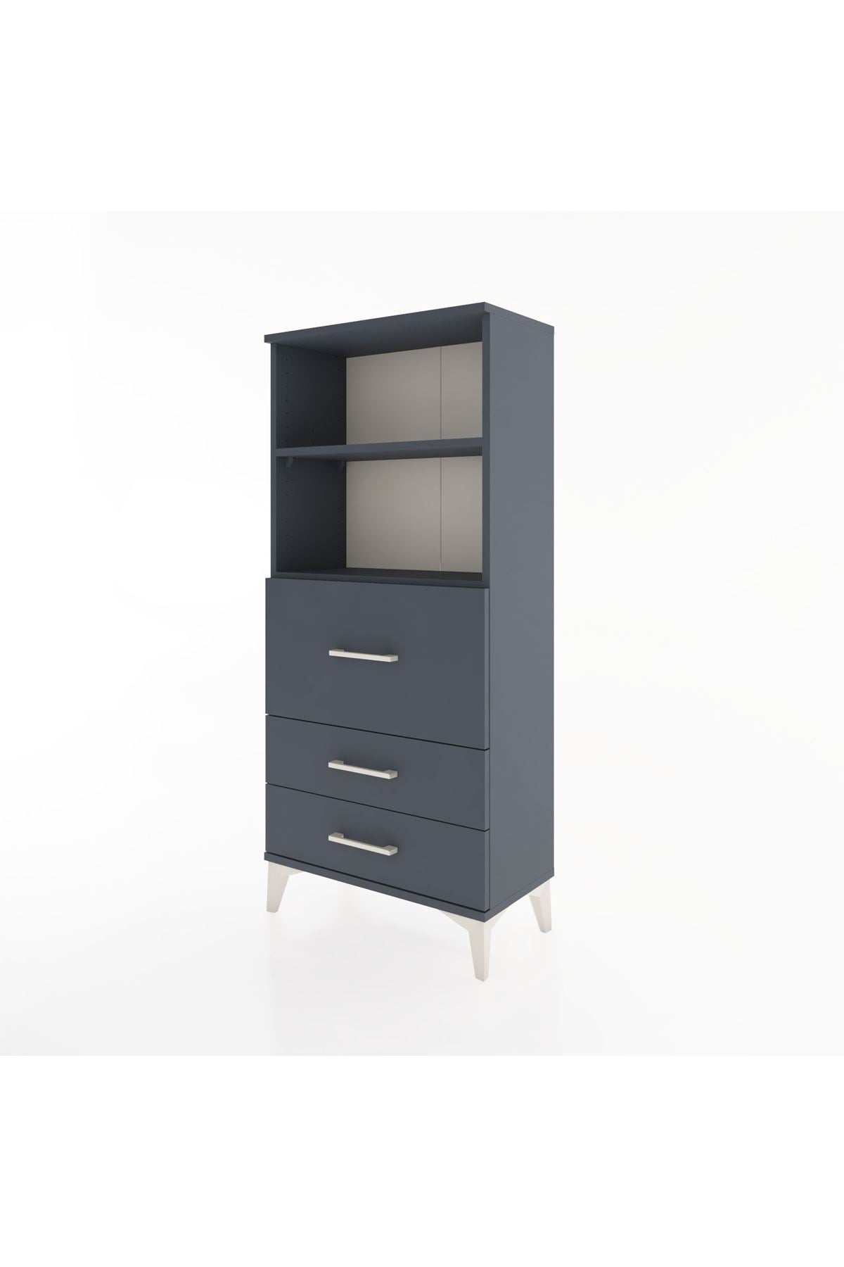 Hyperion Dolap 2 Raflı 3 Çekmeceli 60x44x134 Antrasit-Antrasit