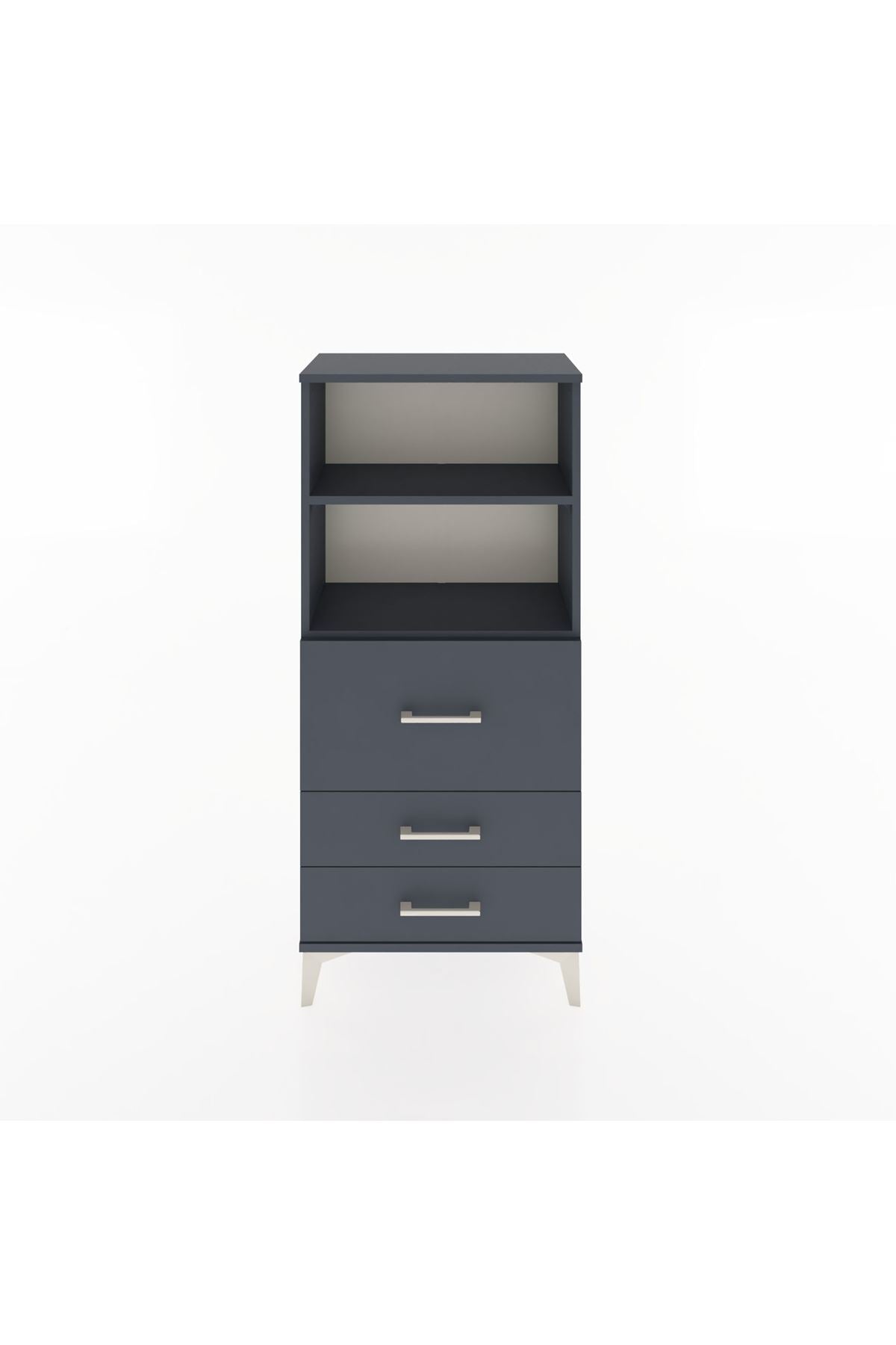 Hyperion Dolap 2 Raflı 3 Çekmeceli 60x44x134 Antrasit-Antrasit