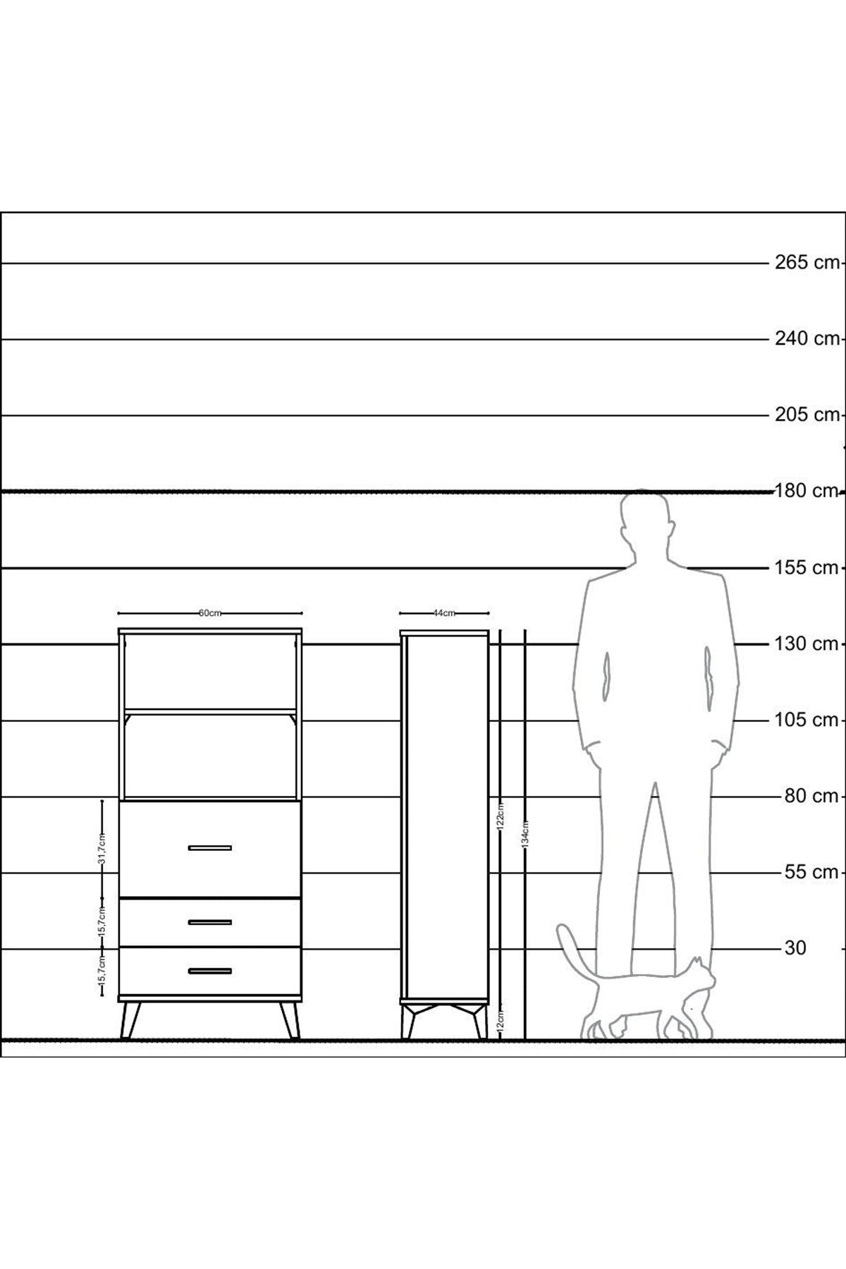 Hyperion Dolap 2 Raflı 3 Çekmeceli 60x44x134 Antrasit-Antrasit