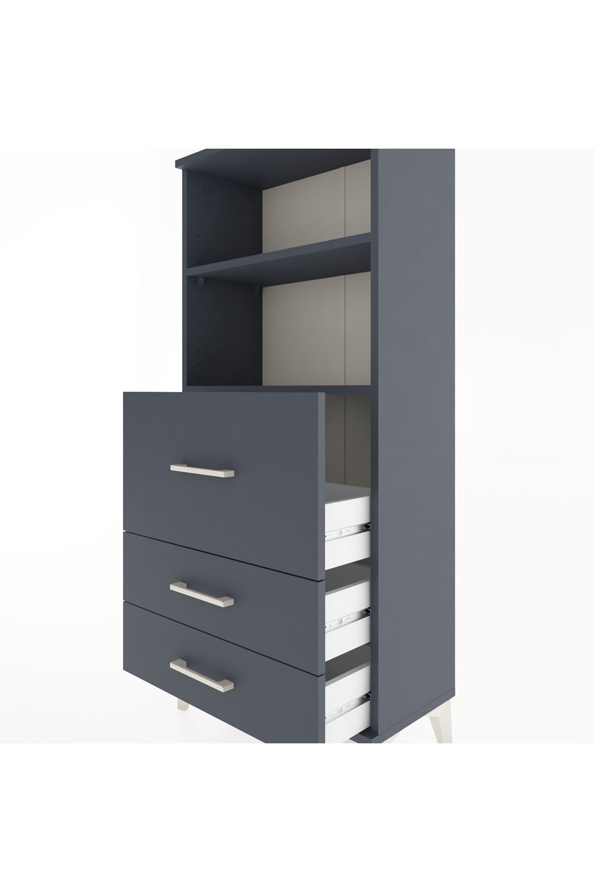 Hyperion Dolap 2 Raflı 3 Çekmeceli 60x44x134 Antrasit-Antrasit