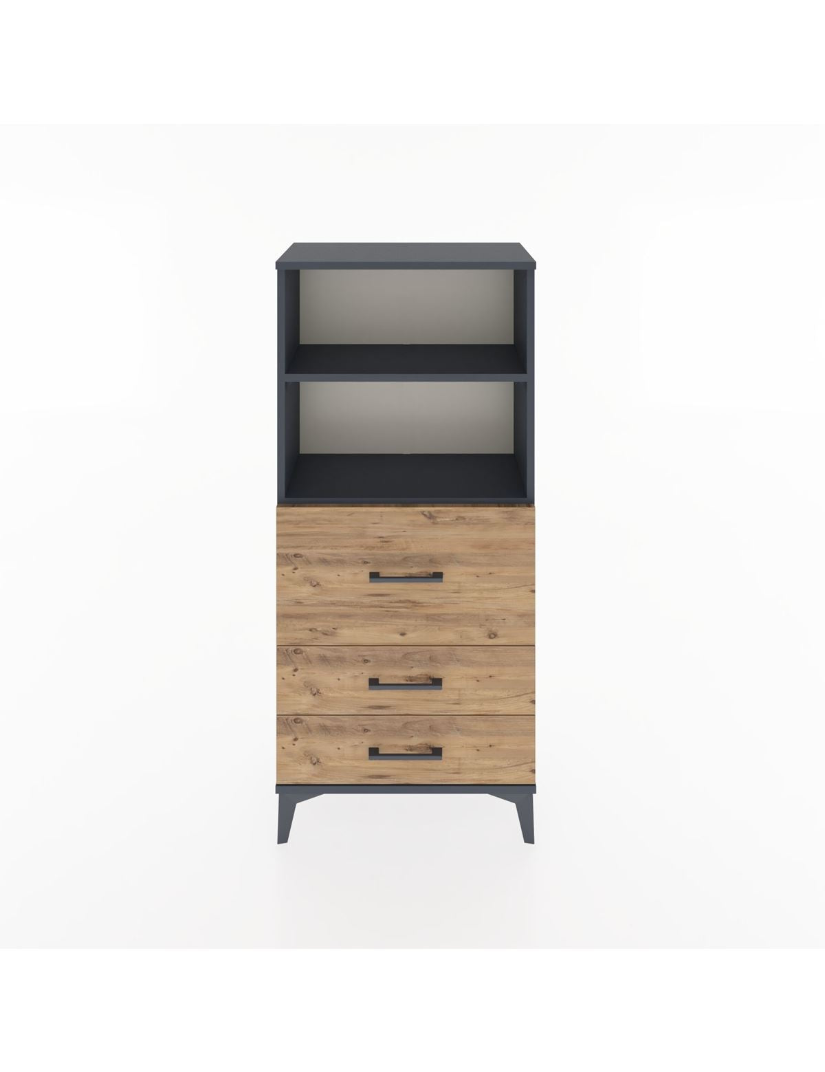 Hyperion Dolap 2 Raflı 3 Çekmeceli 60x44x134 Antrasit-Çam