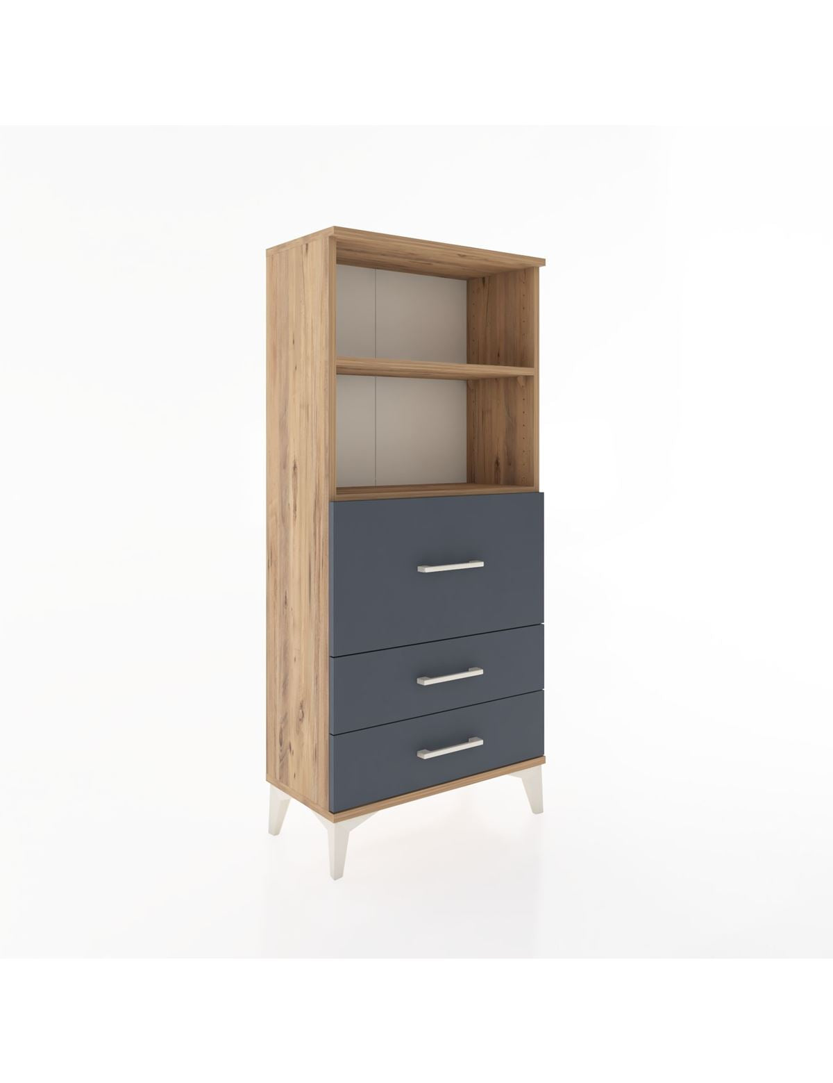 Hyperion Dolap 2 Raflı 3 Çekmeceli 60x44x134 Çam-Antrasit