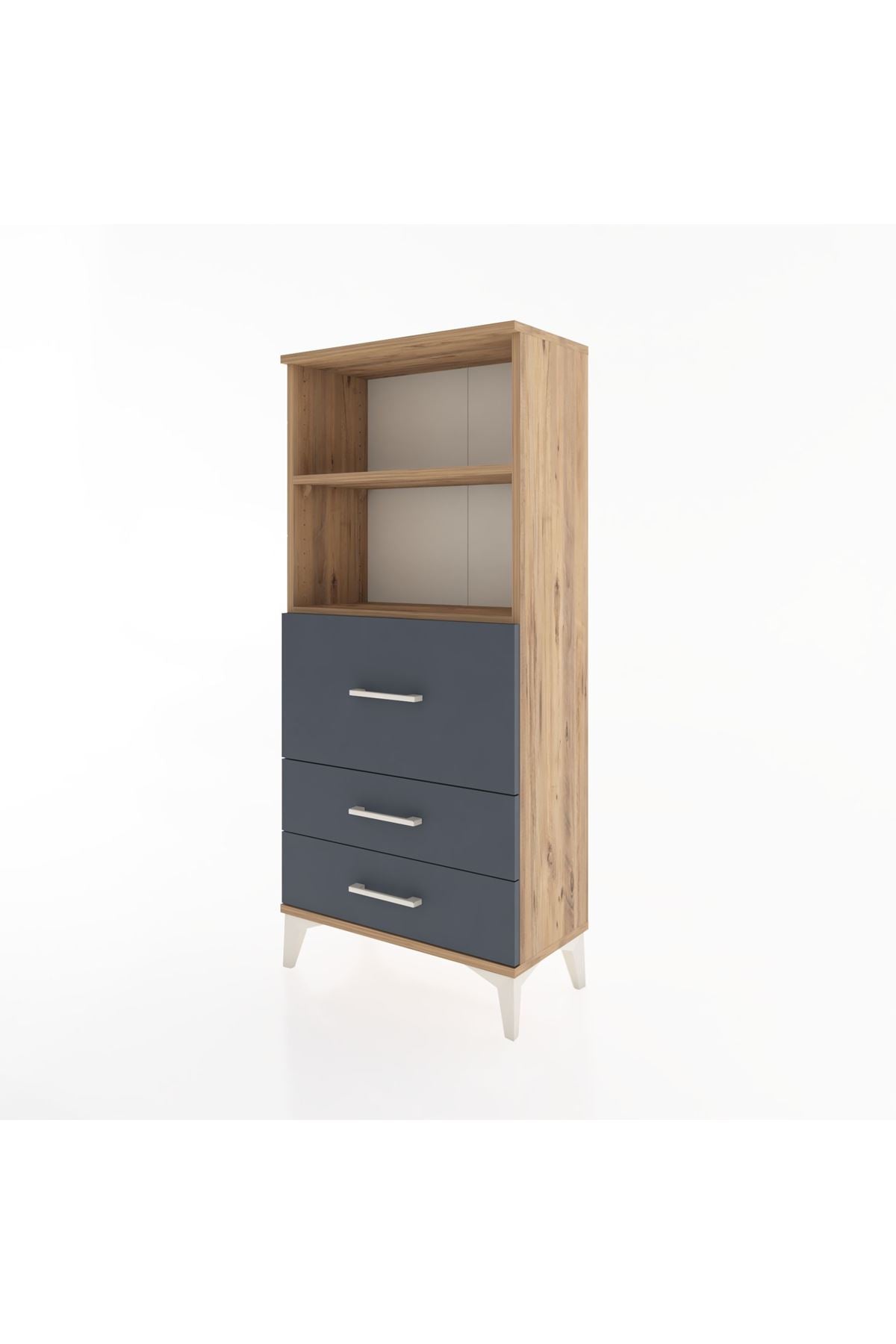 Hyperion Dolap 2 Raflı 3 Çekmeceli 60x44x134 Çam-Antrasit