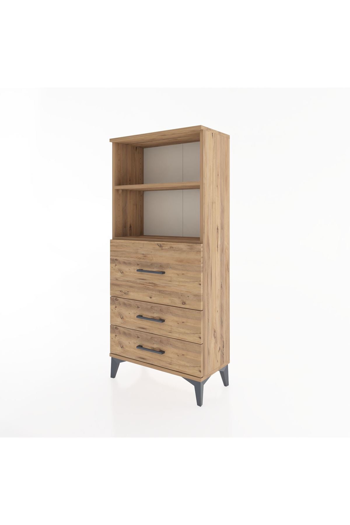 Hyperion Dolap 2 Raflı 3 Çekmeceli 60x44x134 Çam-Çam