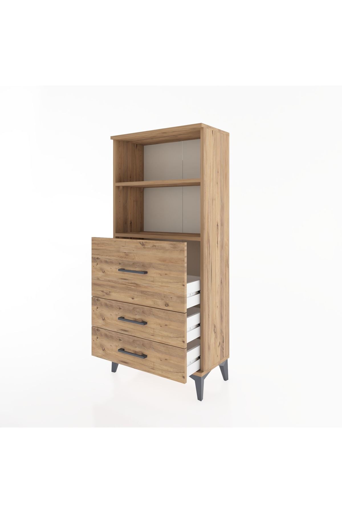 Hyperion Dolap 2 Raflı 3 Çekmeceli 60x44x134 Çam-Çam