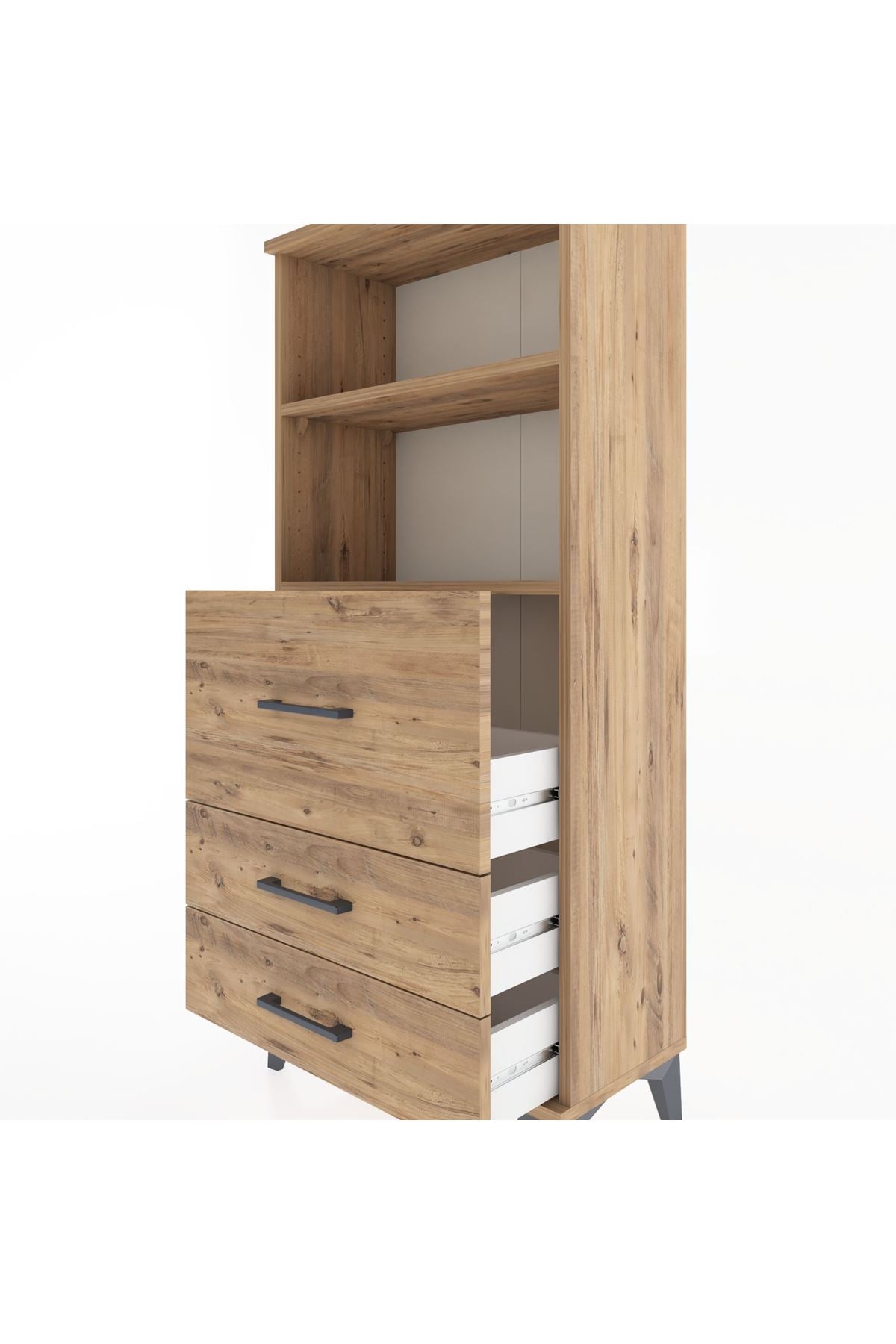 Hyperion Dolap 2 Raflı 3 Çekmeceli 60x44x134 Çam-Çam