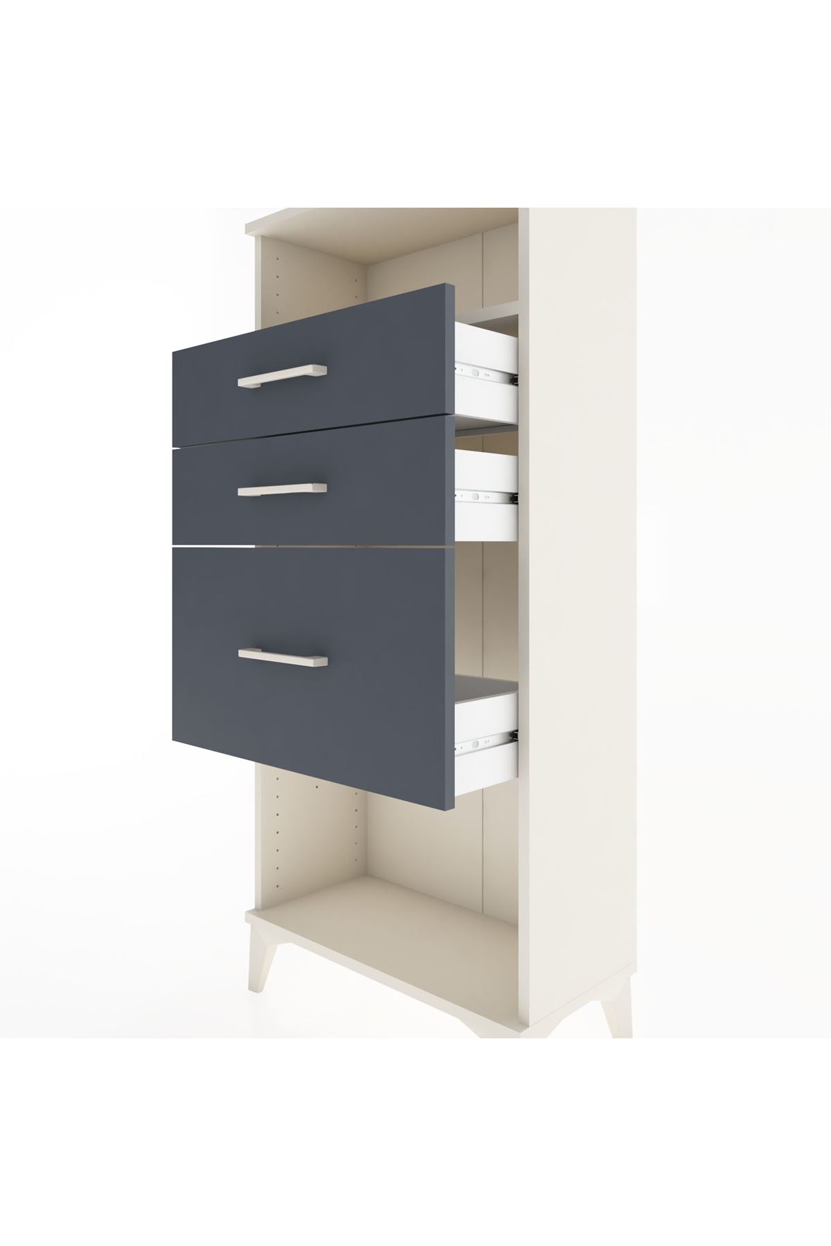 Hyperion Dolap Tek Raflı 3 Çekmeceli 60x44x134 - S50M014V2B