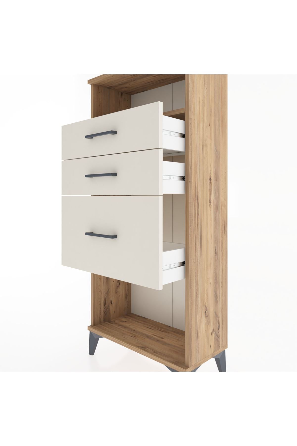 Hyperion Dolap Tek Raflı 3 Çekmeceli 60x44x134 - S50M014V7B