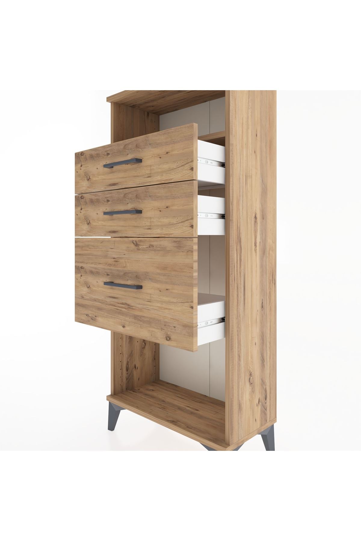 Hyperion Dolap Tek Raflı 3 Çekmeceli 60x44x134 - S50M014V9B