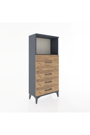 Hyperion Dolap Tek Raflı 4 Çekmeceli 60x44x134 - S50M015V6B