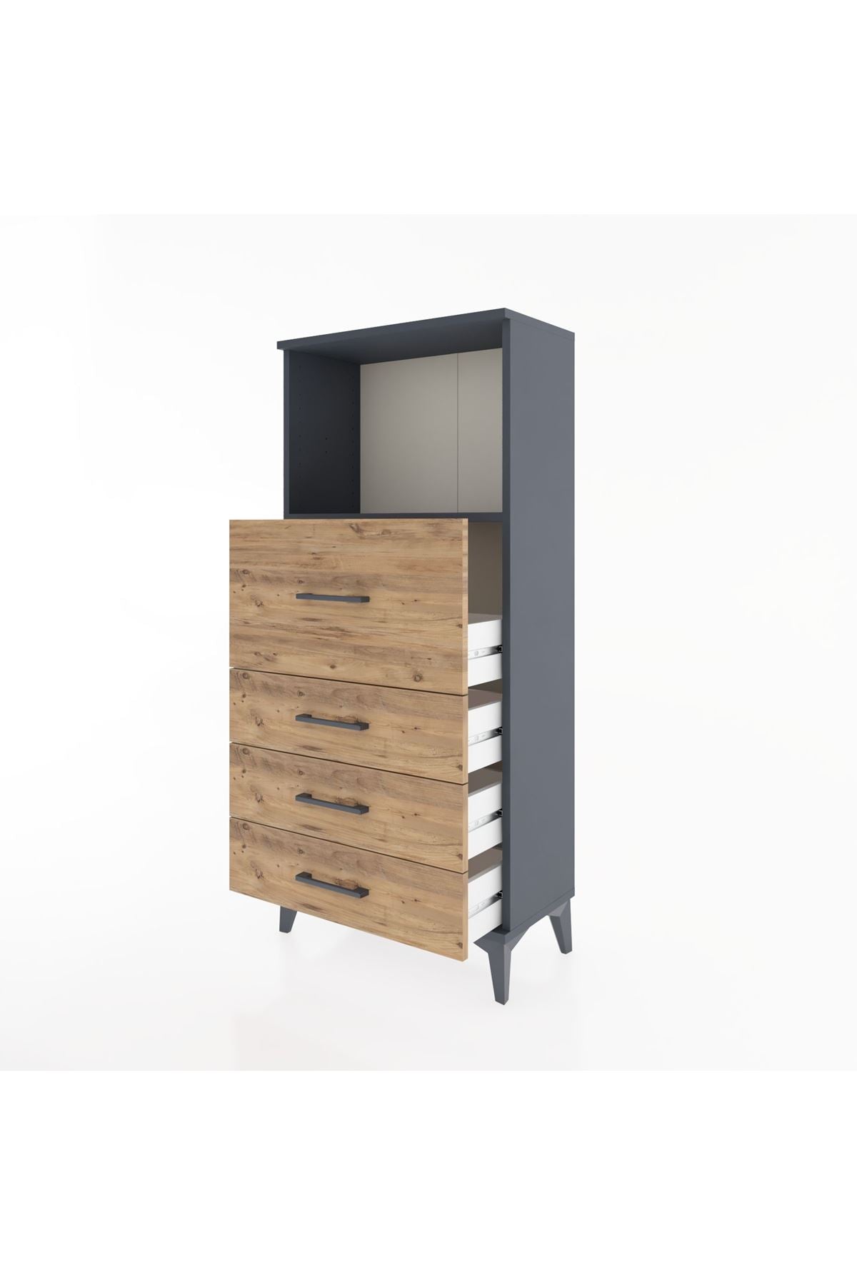 Hyperion Dolap Tek Raflı 4 Çekmeceli 60x44x134 - S50M015V6B