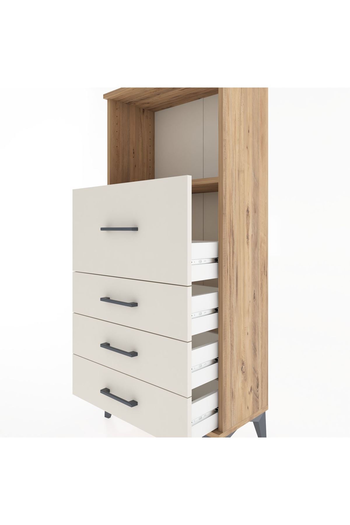 Hyperion Dolap Tek Raflı 4 Çekmeceli 60x44x134 - S50M015V7B
