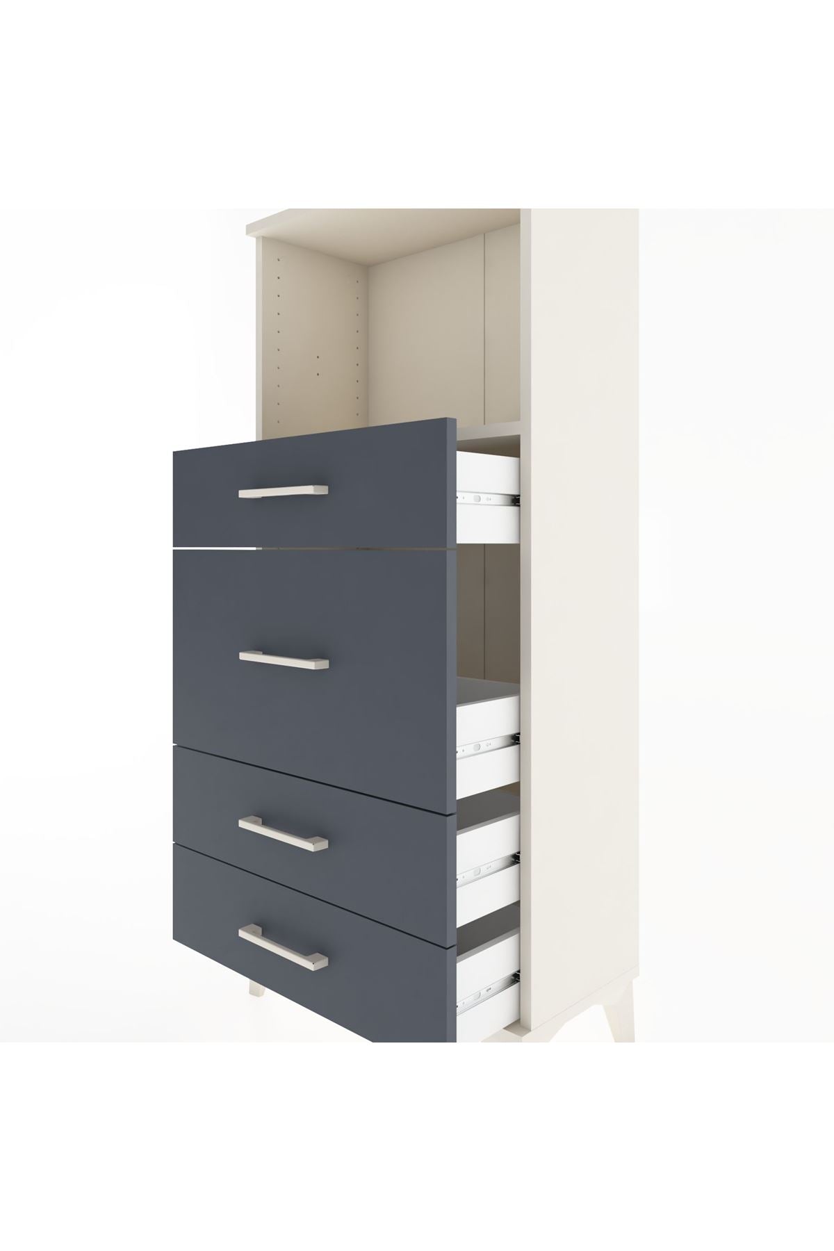 Hyperion Dolap Tek Raflı 4 Çekmeceli 60x44x134 - S50M016V2B