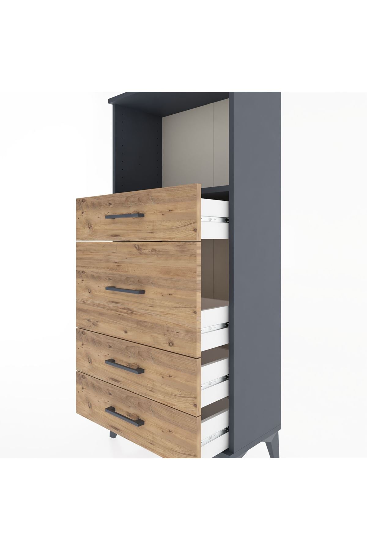 Hyperion Dolap Tek Raflı 4 Çekmeceli 60x44x134 - S50M016V6B