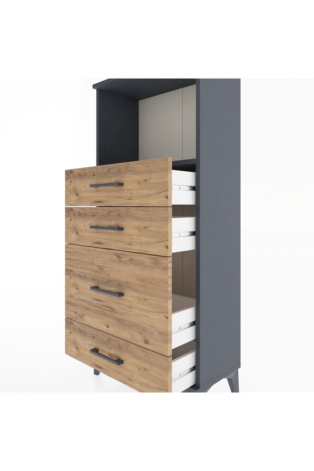 Hyperion Dolap Tek Raflı 4 Çekmeceli 60x44x134 - S50M017V6B