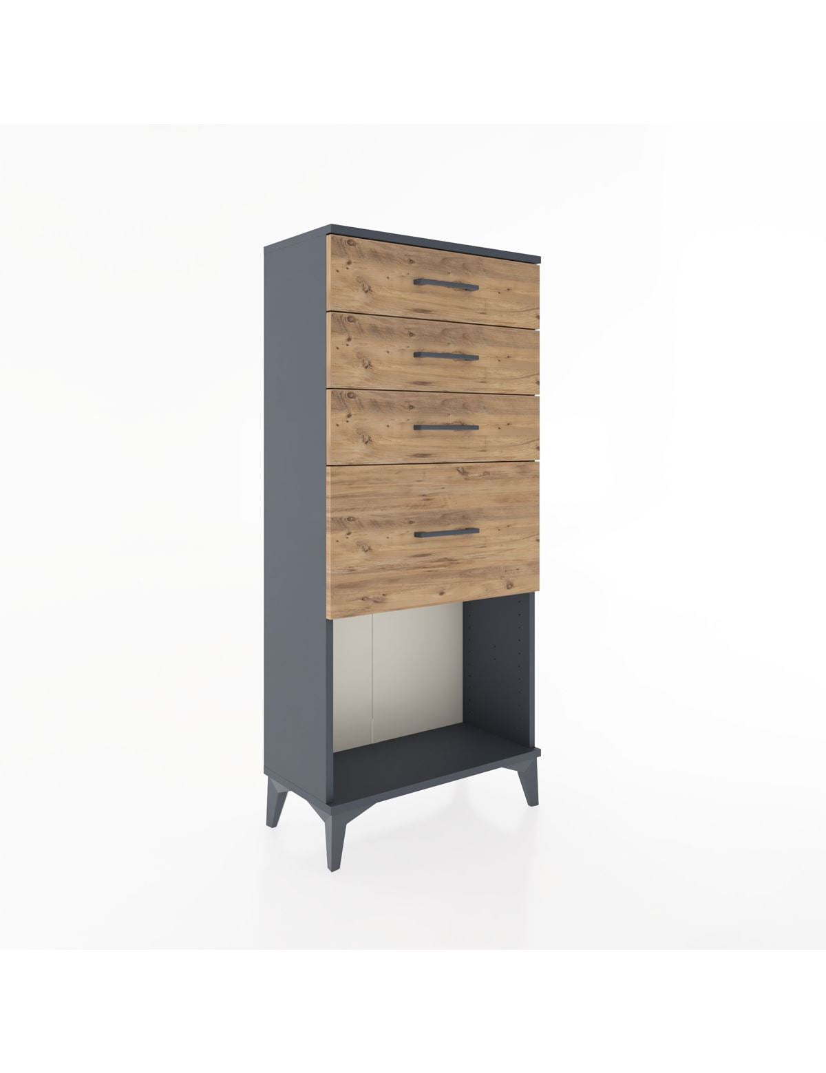 Hyperion Dolap 4 Çekmeceli 60x44x134 Antrasit-Çam