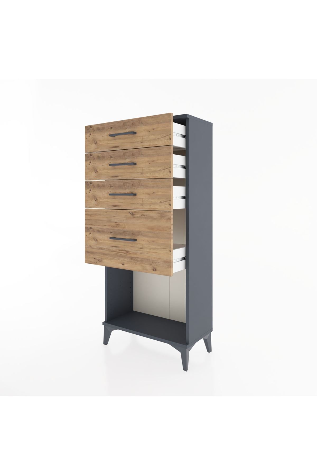 Hyperion Dolap 4 Çekmeceli 60x44x134 Antrasit-Çam