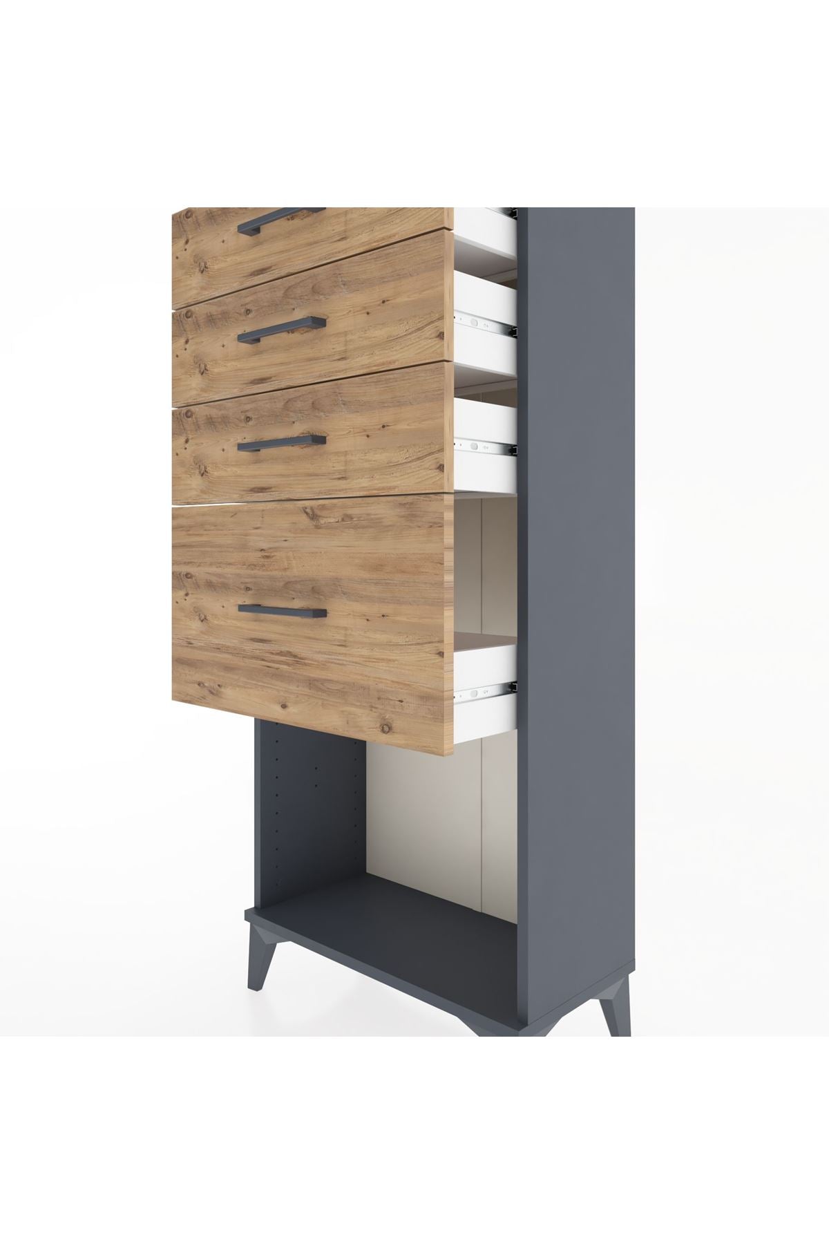 Hyperion Dolap 4 Çekmeceli 60x44x134 Antrasit-Çam