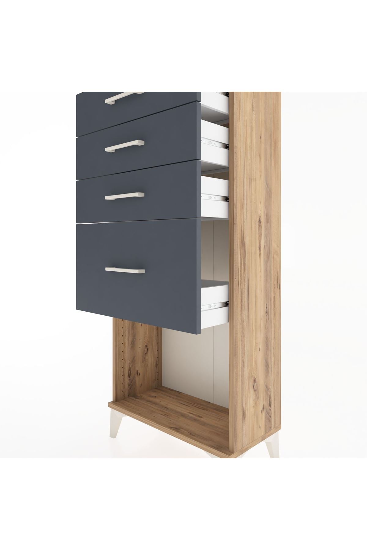 Hyperion Dolap 4 Çekmeceli 60x44x134 Çam-Antrasit