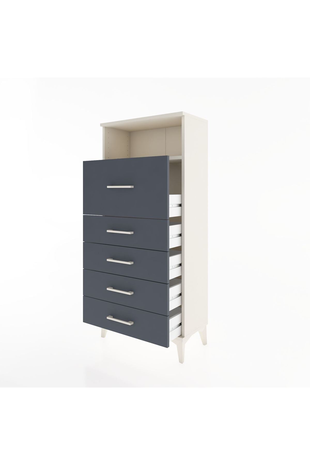 Hyperion Dolap Tek Raflı 5 Çekmeceli 60x44x134 - S50M019V2B