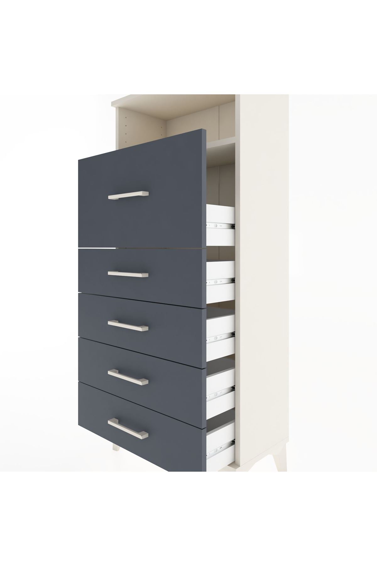 Hyperion Dolap Tek Raflı 5 Çekmeceli 60x44x134 - S50M019V2B
