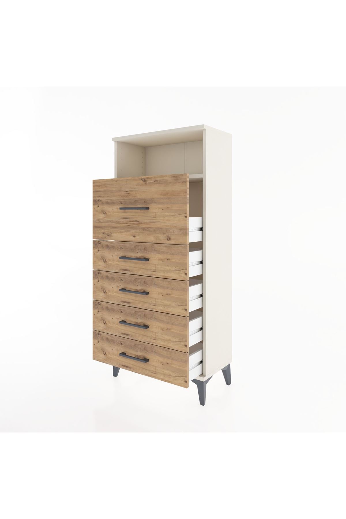 Hyperion Dolap Tek Raflı 5 Çekmeceli 60x44x134 - S50M019V3B