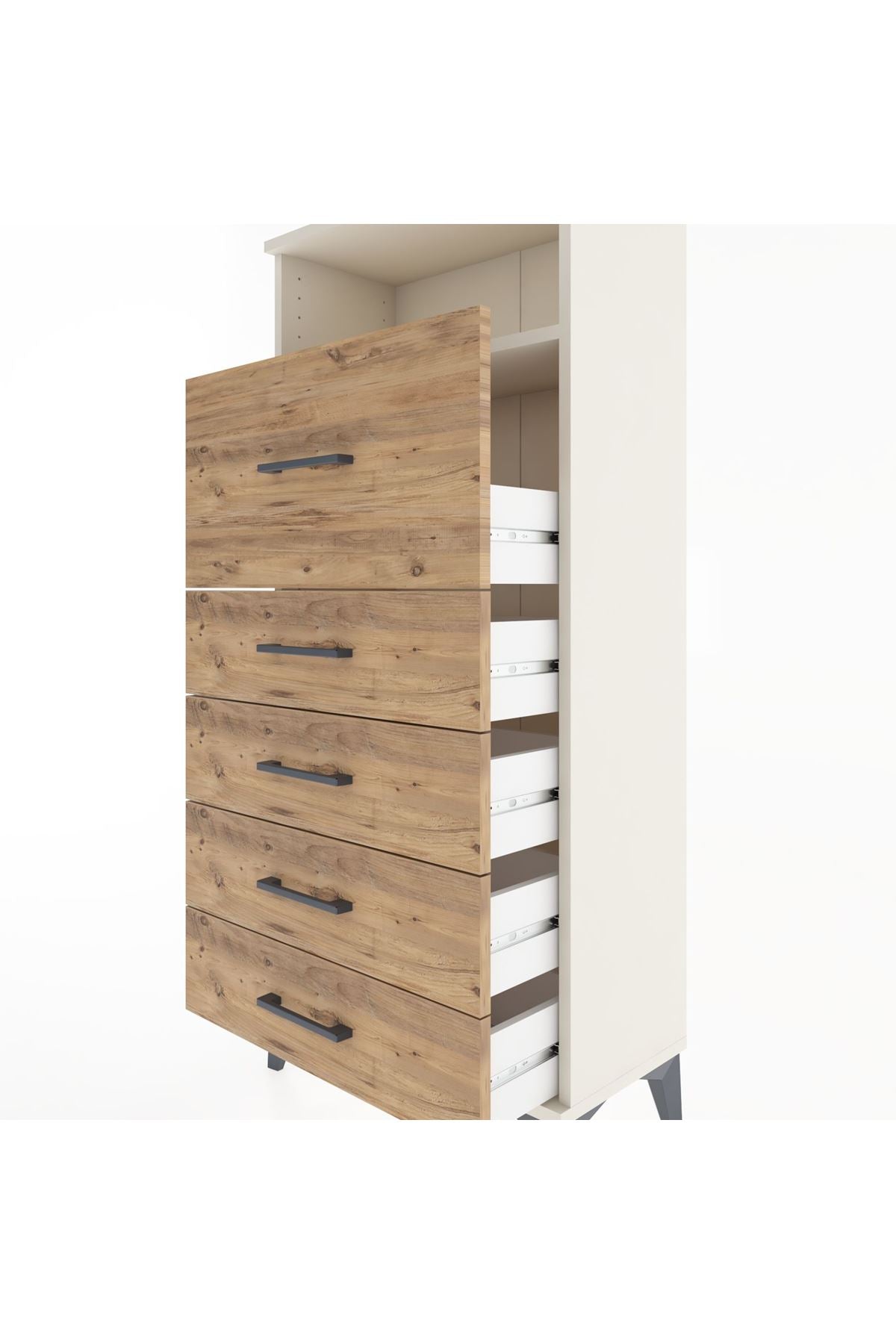 Hyperion Dolap Tek Raflı 5 Çekmeceli 60x44x134 - S50M019V3B