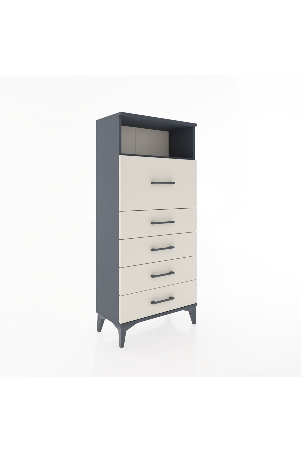 Hyperion Dolap Tek Raflı 5 Çekmeceli 60x44x134 - S50M019V4B