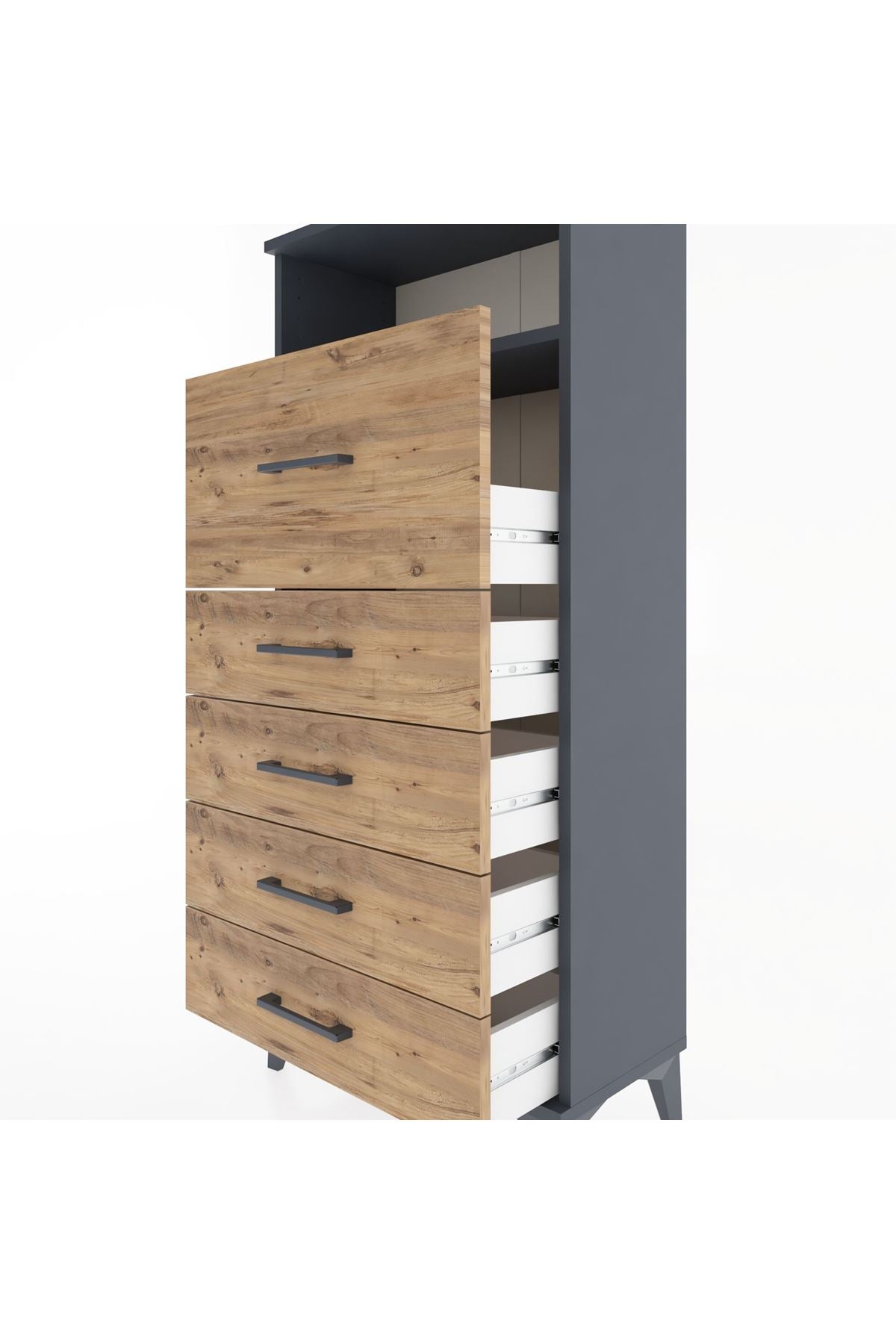 Hyperion Dolap Tek Raflı 5 Çekmeceli 60x44x134 - S50M019V6B