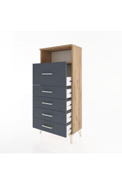 Hyperion Dolap Tek Raflı 5 Çekmeceli 60x44x134 - S50M019V8B