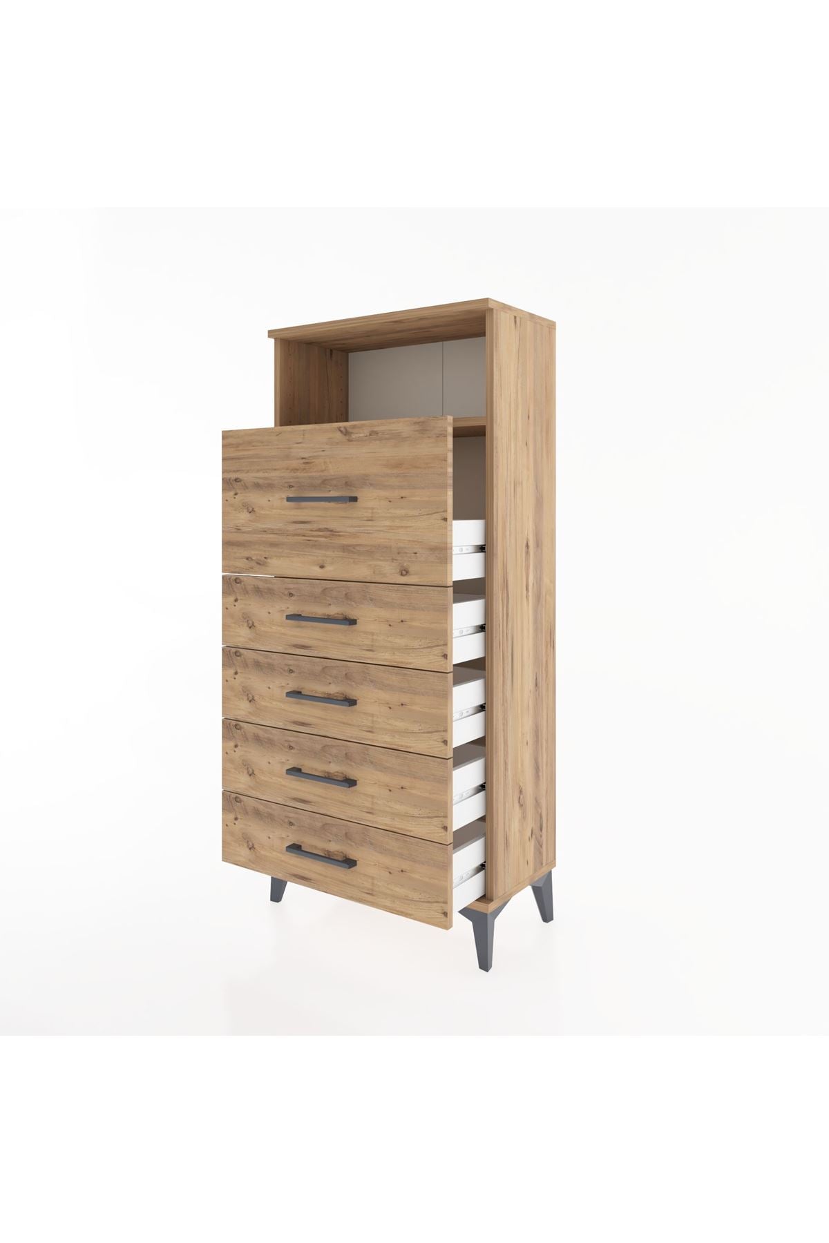 Hyperion Dolap Tek Raflı 5 Çekmeceli 60x44x134 - S50M019V9B