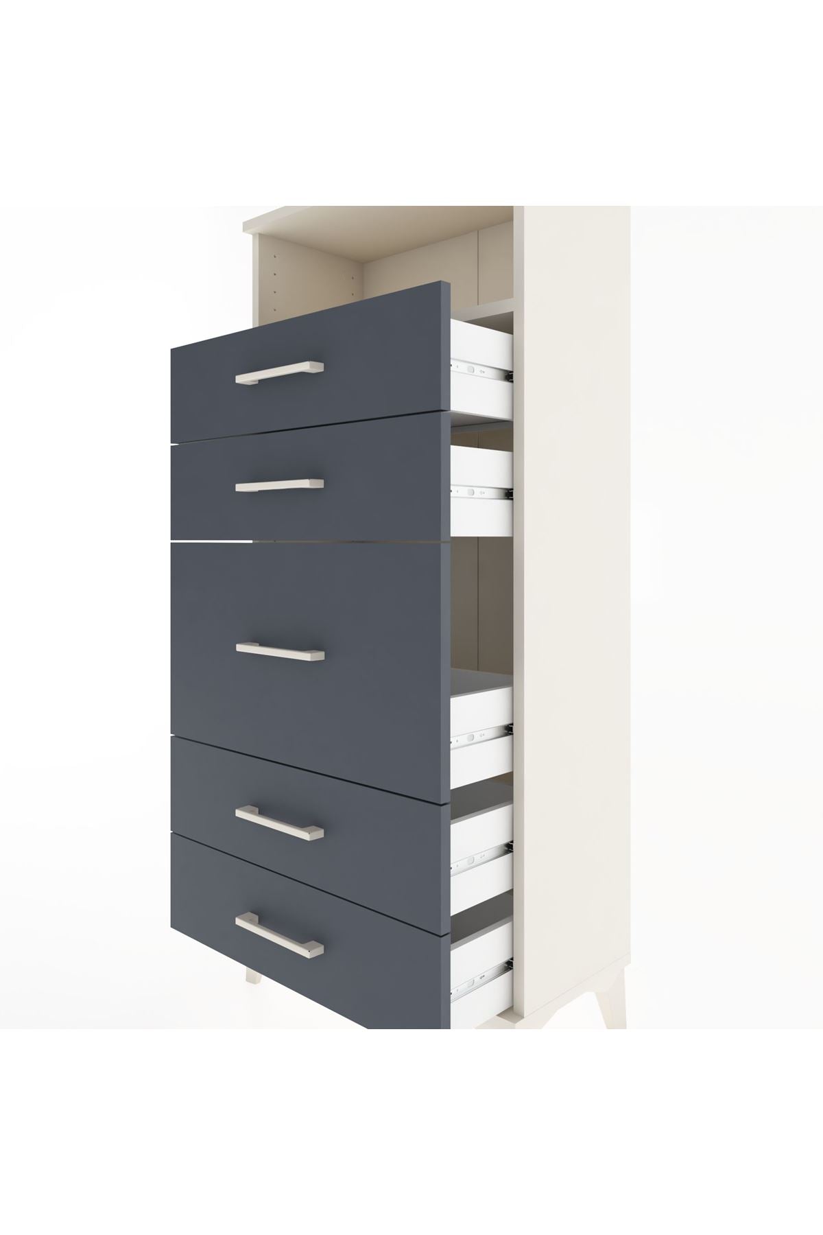 Hyperion Dolap Tek Raflı 5 Çekmeceli 60x44x134 - S50M020V2B