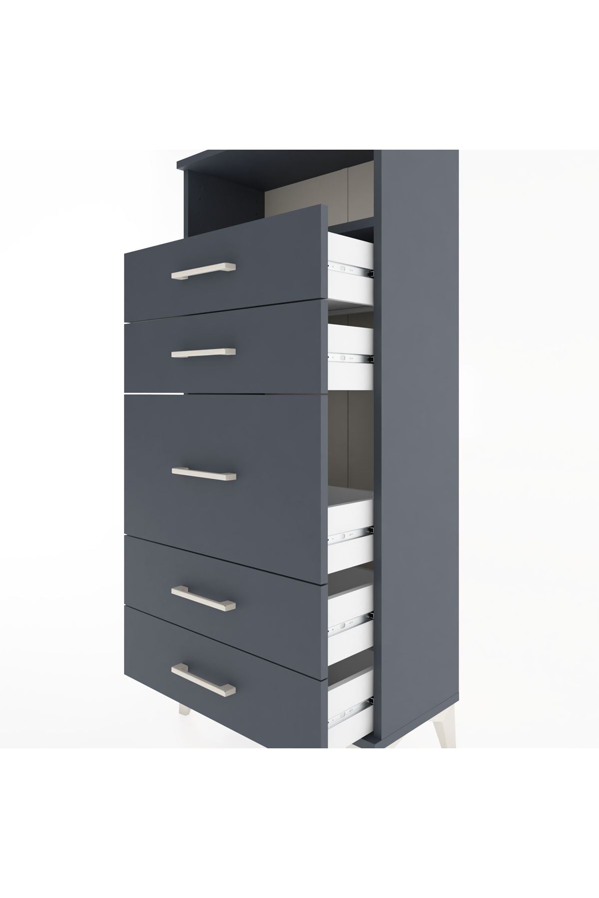 Hyperion Dolap Tek Raflı 5 Çekmeceli 60x44x134 - S50M020V5B