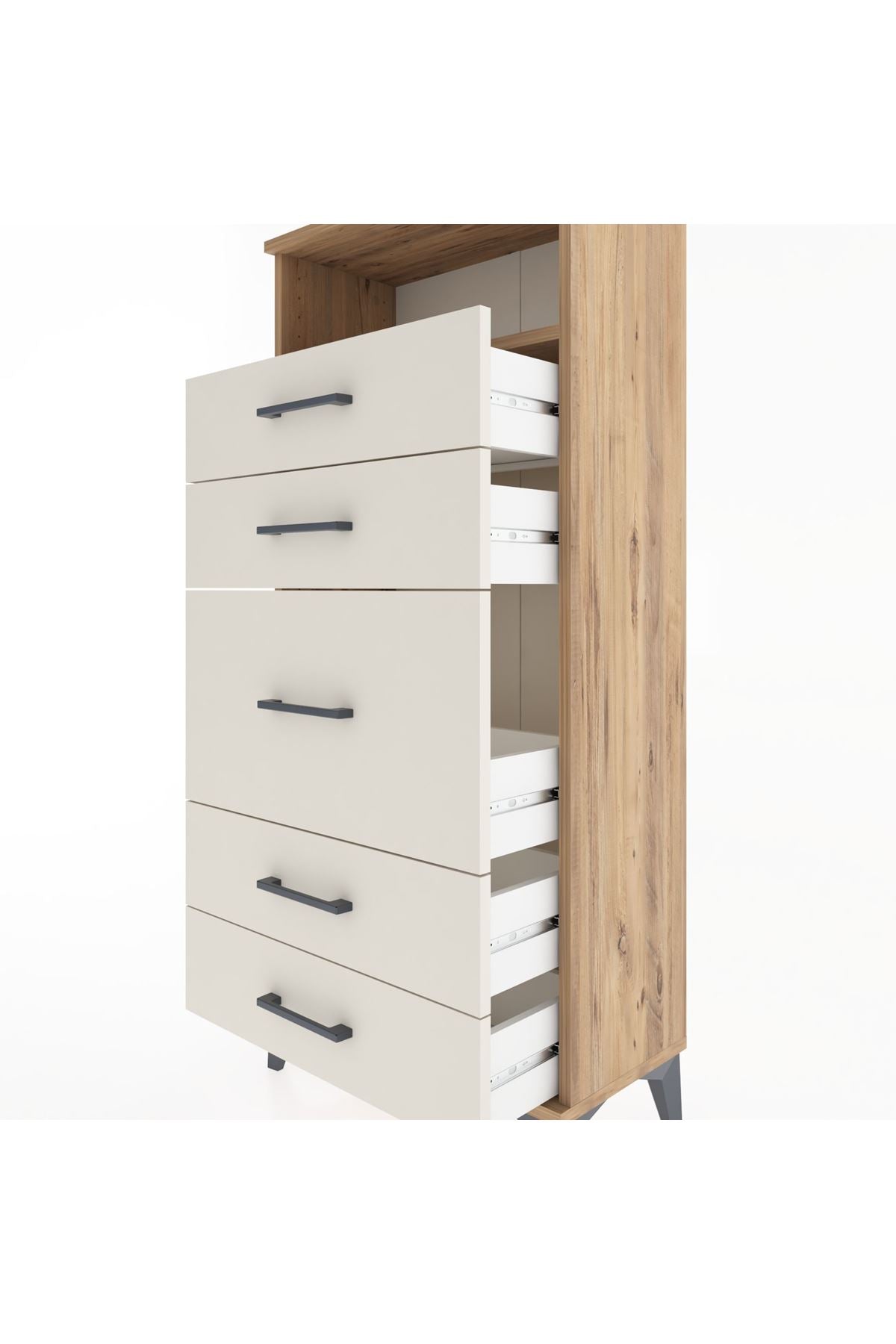 Hyperion Dolap Tek Raflı 5 Çekmeceli 60x44x134 - S50M020V7B