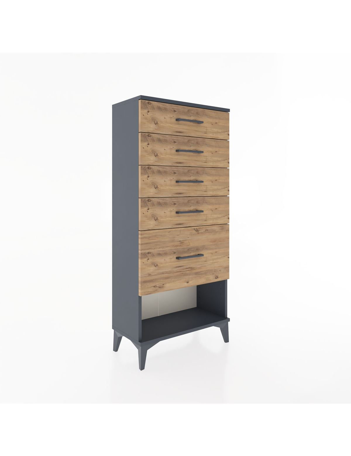 Hyperion Dolap 5 Çekmeceli 60x44x134 Antrasit-Çam