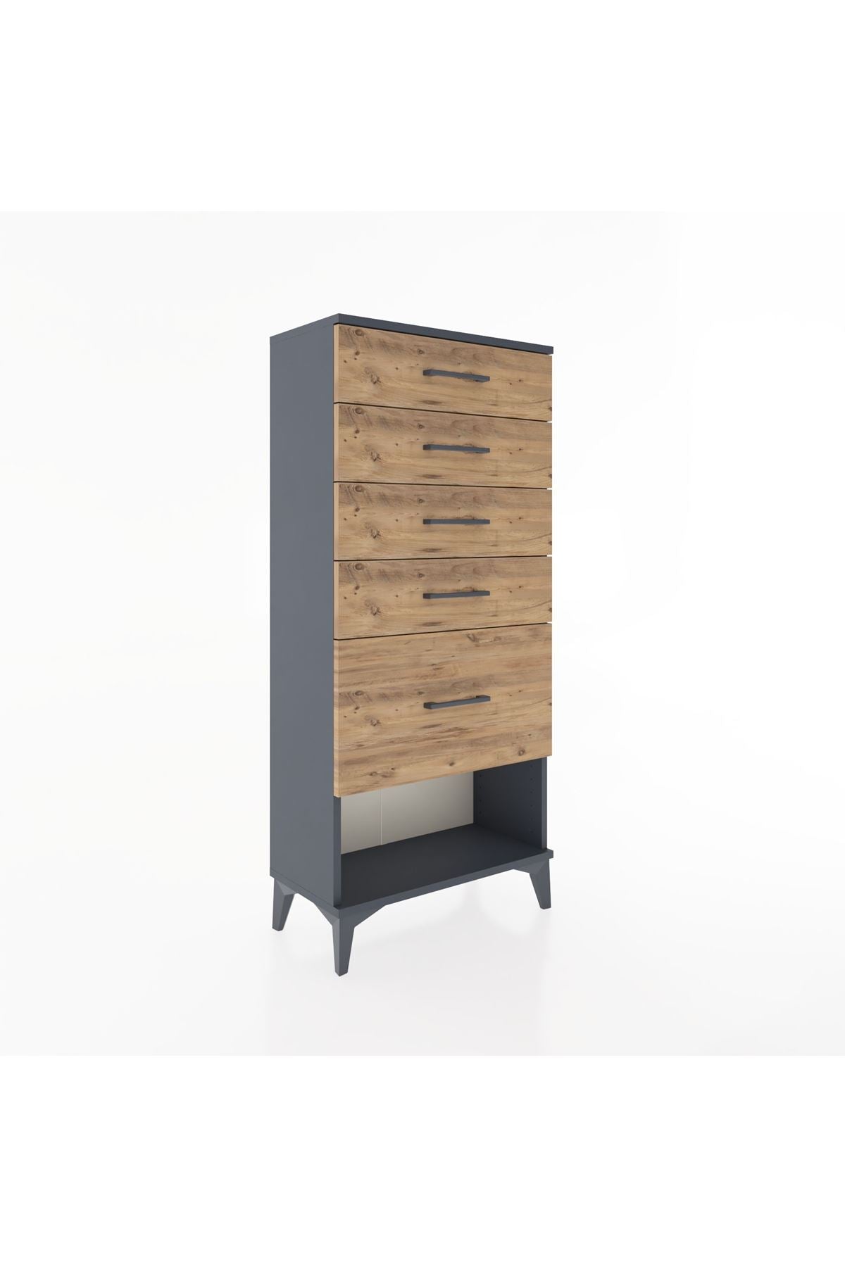 Hyperion Dolap 5 Çekmeceli 60x44x134 Antrasit-Çam