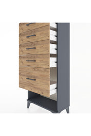 Hyperion Dolap 5 Çekmeceli 60x44x134 Antrasit-Çam